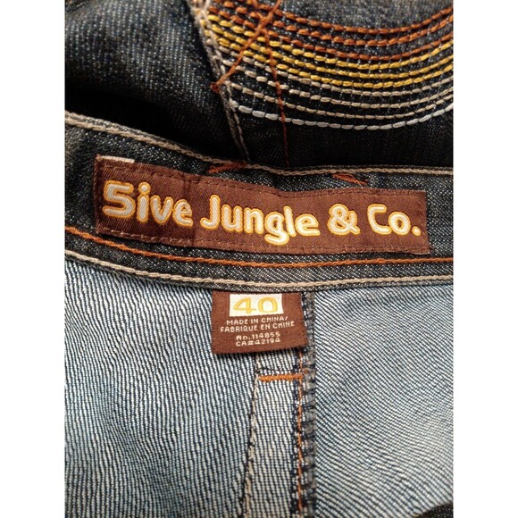 5ive Jungle & Co Y2k Wide Leg Hip Hop Embroidered Jeans Size 40 - Picture 5 of 5